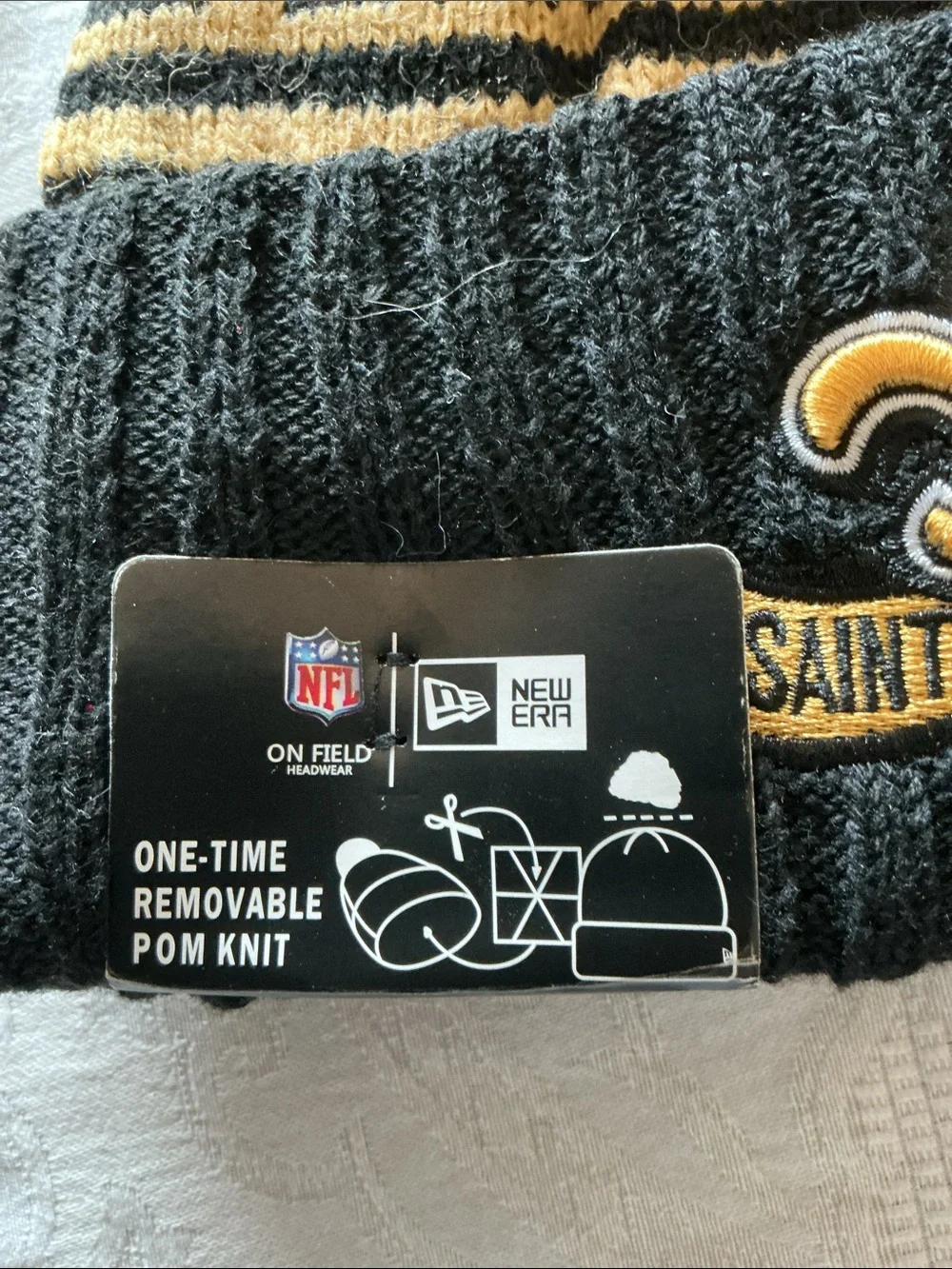 🏈 New Orleans Saints Black & Gold Pom Beanie - Official NFL Knit Hat